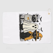 Zwarte katten in Halloween-kostuums - Ghost, Witch Golfhanddoek (Horizontaal)