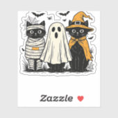 Zwarte katten in Halloween-kostuums - Ghost, Witch Sticker (Vel)