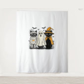Zwarte katten in Halloween-kostuums - Ghost, Witch Wandkleed (Voorkant)