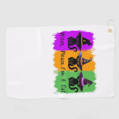 Zwarte katten in heks Petten Essential T-shirt Golfhanddoek (Horizontaal)