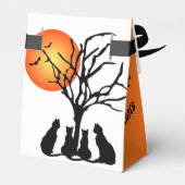 Zwarte katten in het motorlicht bedankdoosjes (Achterkant)