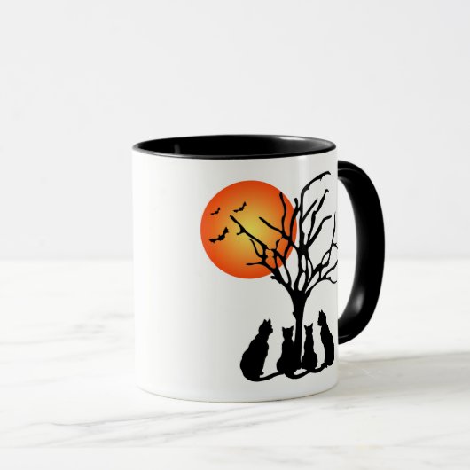 Zwarte katten in het motorlicht mok (Voorkant rechts)