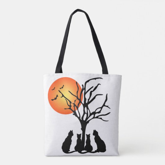 Zwarte katten in het motorlicht tote bag (Achterkant)