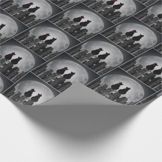Zwarte katten in Moonlight Cadeaupapier (Hoek)