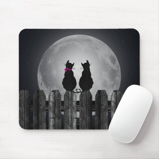 Zwarte katten in Moonlight Muismat (Met muis)