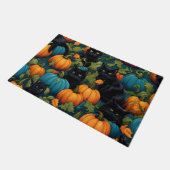 Zwarte katten in pompoen patch, Halloween Deurmat (Schuin)