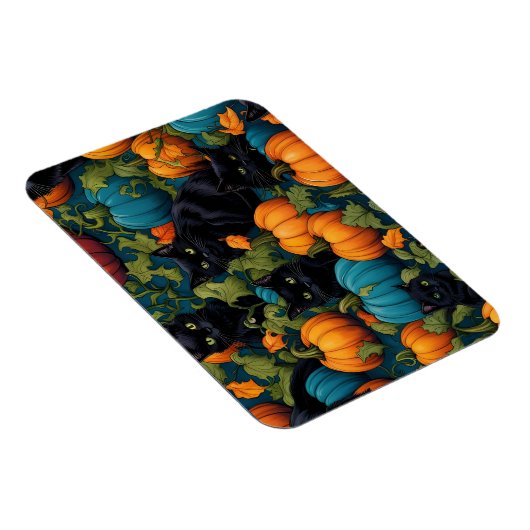 Zwarte katten in Pumpkin patch - Halloween Magneet (Rechterzijde)