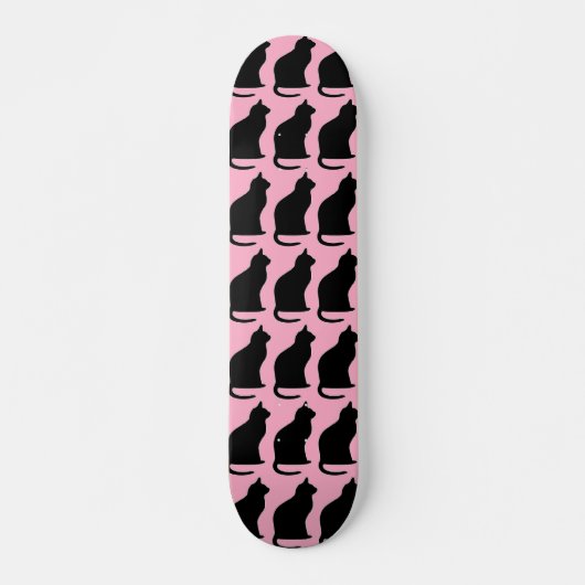 Zwarte katten in roze persoonlijk skateboard (Voorkant)
