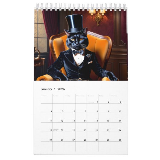 Zwarte katten in smokings. Katten zijn net mensen Kalender (Jan 2026)