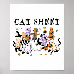 Zwarte katten in spookkostuum Grappig Kattenblad H Poster