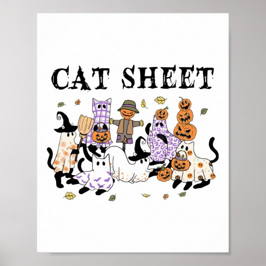 Zwarte katten in spookkostuum Grappig Kattenblad H Poster (Voorkant)