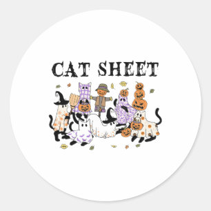 Zwarte katten in spookkostuum Grappig Kattenblad H Ronde Sticker