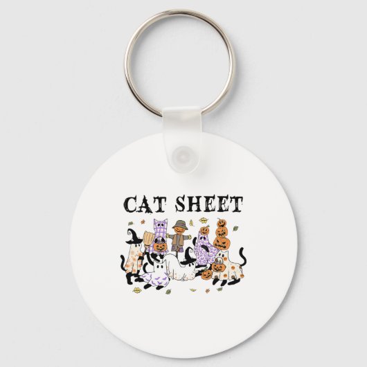 Zwarte katten in spookkostuum Grappig Kattenblad H Sleutelhanger (Voorkant)
