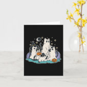 Zwarte katten in spookkostuum - Schattige vrouwen Kaart (Gele Bloem)