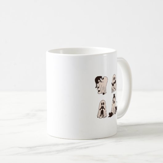 Zwarte katten in spookkostuum - Schattigee spookka Koffiemok (Voorkant rechts)