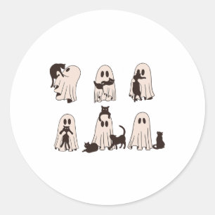 Zwarte katten in spookkostuum - Schattigee spookka Ronde Sticker