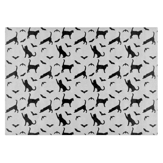 Zwarte katten jagen vleermuizen eenvoudige Hallowe Snijplank (Voorkant)