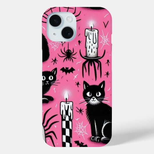 Zwarte katten & kaarsen Case-Mate iPhone case (Achterkant)