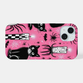 Zwarte katten & kaarsen iPhone 15 case (Achterkant horizontaal)