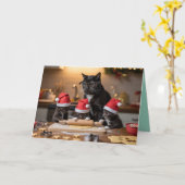 Zwarte Katten Kerst Koekjes Kaart (Gele Bloem)
