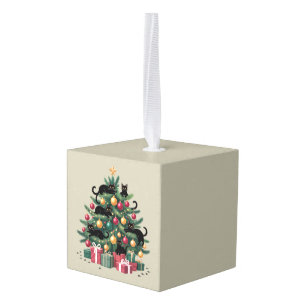 Zwarte Katten Kerstboom Kat Liefhebber Xmas Lichtj Decoratie