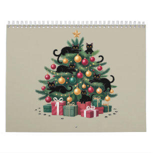 Zwarte Katten Kerstboom Kat Liefhebber Xmas Lichtj Kalender