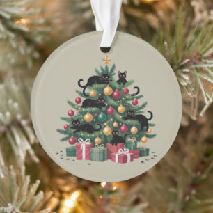 Zwarte Katten Kerstboom Kat Liefhebber Xmas Lichtj Ornament