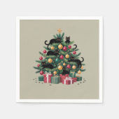 Zwarte Katten Kerstboom Kat Liefhebber Xmas Lichtj Servet (Voorkant)