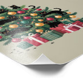 Zwarte Katten Kerstboom Kat Liefhebber Xmas Lights Foto Afdruk (Hoek)