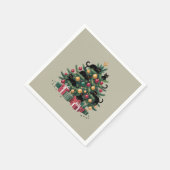 Zwarte Katten Kerstboom Kat Liefhebber Xmas Lights Servet (Hoek)