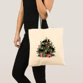 Zwarte Katten Kerstboom Kat Liefhebber Xmas Lights Tote Bag (Voorkant (product))