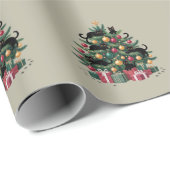 Zwarte katten kerstboom kattenliefhebber kerstlich cadeaupapier (Rol Hoek)