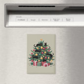 Zwarte katten kerstboom kattenliefhebber kerstlich magneet (Insitu (Vaatwasser))