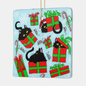 Zwarte Katten Kerstcadeaus Keramisch Ornament (Links)