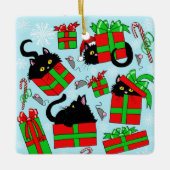 Zwarte Katten Kerstcadeaus Keramisch Ornament (Voorkant)