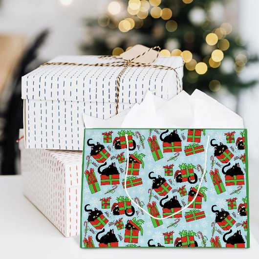 Zwarte Katten Kerstcadeaus Patroon Groot Cadeauzakje