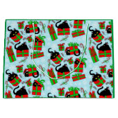 Zwarte Katten Kerstcadeaus Patroon Groot Cadeauzakje (Voorkant)