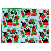 Zwarte Katten Kerstcadeaus Patroon Groot Cadeauzakje (Achterkant)
