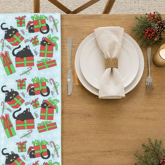 Zwarte Katten Kerstcadeaus Patroon Korte Tafelloper