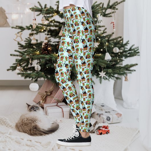 Zwarte Katten Kerstcadeaus Patroon Leggings