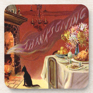 Zwarte Katten Kerstmaal op Thanksgiving Drankjes Onderzetter