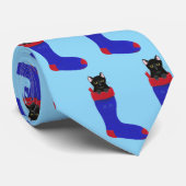 Zwarte Katten Kerstmuts Halseinden Stropdas (Opgerold)