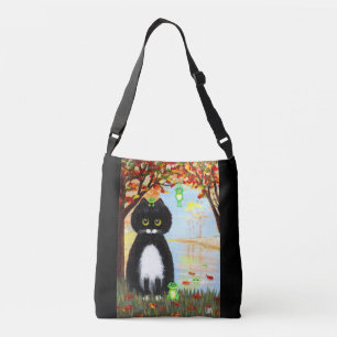 Zwarte Katten Kikkers Herfst Crossbody Tas