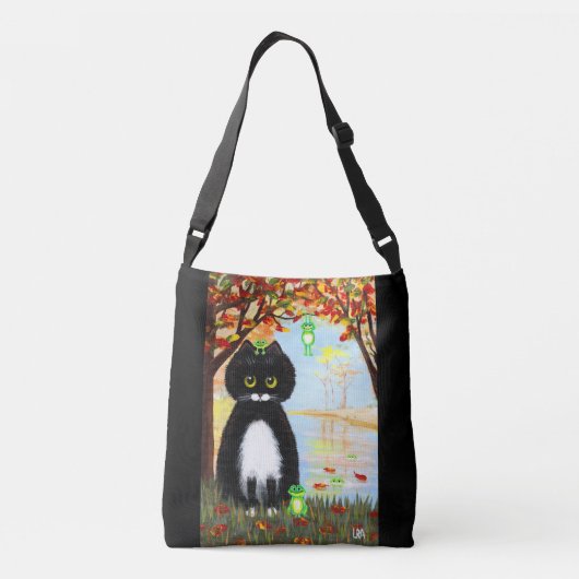 Zwarte Katten Kikkers Herfst Crossbody Tas (Achterkant)