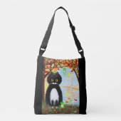 Zwarte Katten Kikkers Herfst Crossbody Tas (Voorkant)