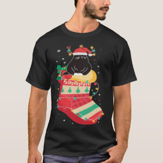 Zwarte Katten Kousen Kleding Cool  Vakantie Kerstm T-shirt