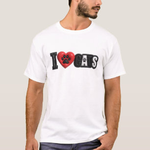 Zwarte katten kunst compositie met strakke lijnen t-shirt