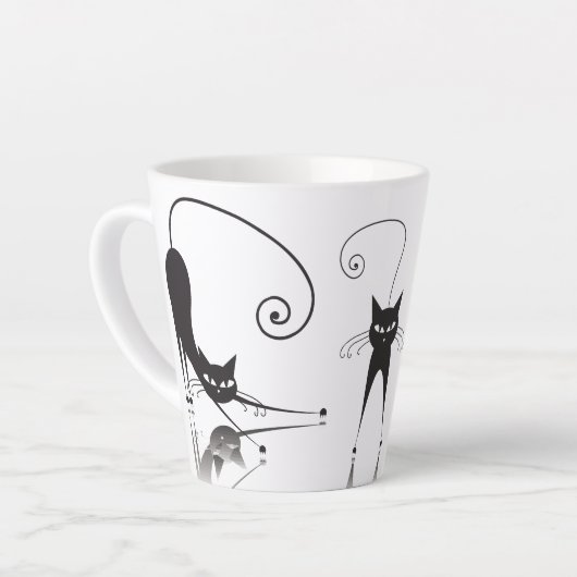 Zwarte katten latte mok (Linkerhoek)