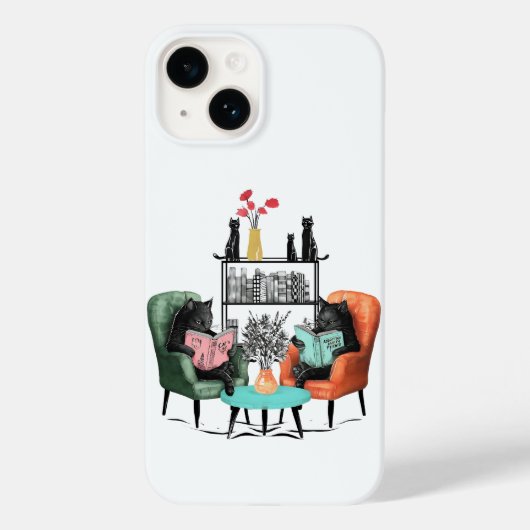 Zwarte katten lezen boeken Case-Mate iPhone case (Achterkant)