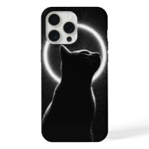 Zwarte Katten Maan Halo Hoesje voor Telefoon
